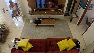 Thay Ksada, the hot wife, got recognized by delivery man and let him suck her on sofa!