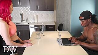 Dude, this redhead foot fetish model almost quits from that massive black shaft!