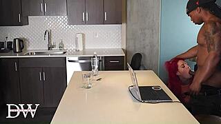 Dude, this redhead foot fetish model almost quits from that massive black shaft!