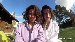 Hairy Amateur Babes Licking in Steamy Shower