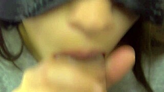 Japanese Blowjob Ends with Cum in Mouth!