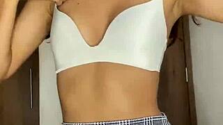 Small Petite School Girl Shows Nude Body in Solo Dance Worship