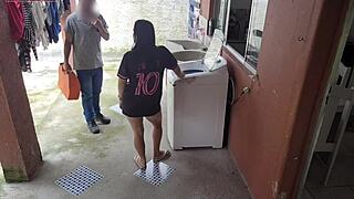 Holy cow! This married Latina housewife pays the repair guy with her ass while her husband’s away!