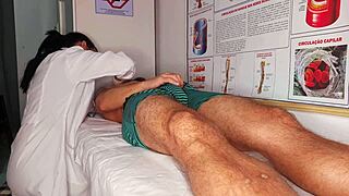 Kinky Brazilian Brunette Sparks Erection in Front of Nurse