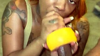 blowjob on that big black cock from behind