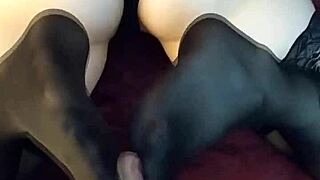 teen babe tries footjob in stockings for the first time, feels so naughty