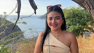 beautiful tourist cheats on husband with stranger for money, getting big cock orgasm