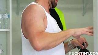 Cheerleader Angel takes coach’s cock in locker room fun