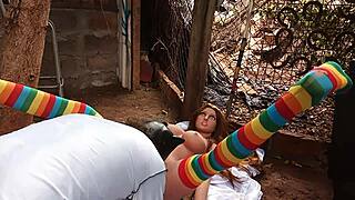Holy crap, watch Leitinho stuff a sex toy in her friend's wet hole!