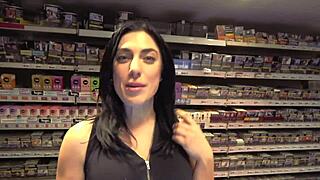 Check out Sabrina, a stunning 30-year-old brunette with big tits in Marseille lingerie show