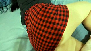 asian student couple kissing and helping each other at home.