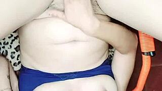 latina brunette feels huge dildo deep inside. her creamy release spills out in solo play.