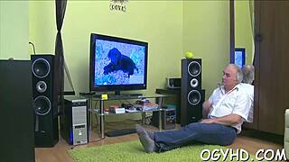 Ugh, old fart lickin’ my young pink vagina, can’t believe it!