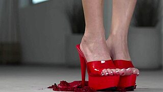 check out this 4k hot footfetish crushing fruits with bare feet and heels