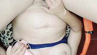 latina brunette feels huge dildo deep inside. her creamy release spills out in solo play.