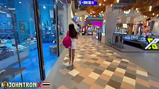 Petite teen blows interracial cock for cumshot