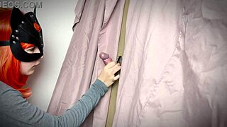 ginger girl discovers gloryhole for teasing blowjob