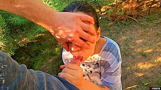 Teasing stepsister with panties for intense outdoor cumshot