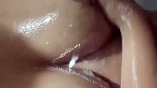 Cute young babe showering when neighbor sneaks in for a surprise