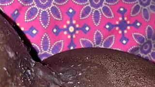 Ebony slut gets creampied by huge BBC! 🔥
