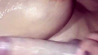 Cute young babe showering when neighbor sneaks in for a surprise