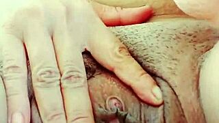 Intense masturbation with huge dildo for double creamy finish