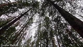 real russian couple filmed unexpected blowjob in wood 😏