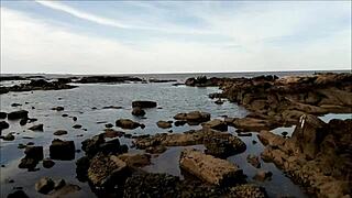 Walk on the beach ends with an insertion in the cock brunette big ass busty big cock man in underwear