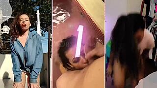 Latina Brunette Shows Natural Tits