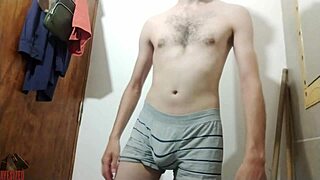 Felt cute in bathroom, stroked big cock, might delete soon. Just a quick solo moment!