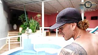 jessicaosorio, my boss, got me wet in the pool after dirty talk