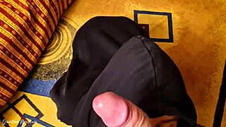 I received a blowjob from hot stranger in hood, cum in mouth close up.