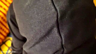 I received a blowjob from hot stranger in hood, cum in mouth close up.