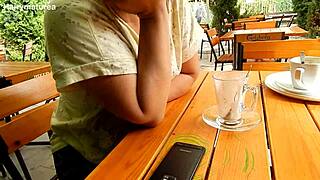 Flashing hairy tits in public, this chubby milf loves showing off her fat curves.