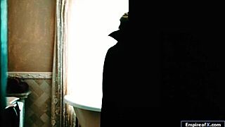 Blonde babe masturbates pussy with big cock cum hairless friend