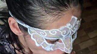 This sailor girl hotwife gave a blowjob until cum covered her face