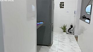 My maid loves keepin’ it clean for her boss, oops! She teases hard in that tiny short, damn.