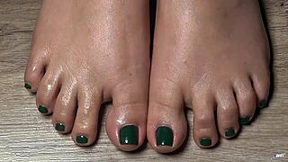 A Close Up View Of My Toes Finger Green Nails Useful To Live Your Fetish
