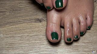 A Close Up View Of My Toes Finger Green Nails Useful To Live Your Fetish