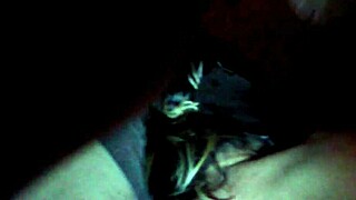 Blindfolded wife Angie cums on cock