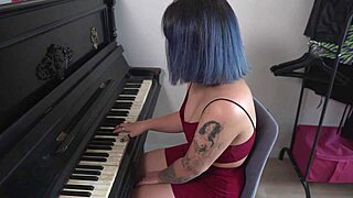 submissive girl receives free piano lesson