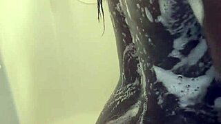 Horny black model gagged handcuffed getting dick rides glass dildo and playing with pussy