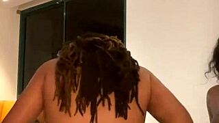 Party Threesome with Ebony Babe and Big Black Cock Action