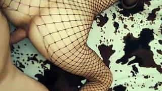 beautiful tender sex from mature couple in lingerie and stockings 😍