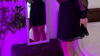 Gorgeous Mature in Sexy Garter Belt Teases Solo with Toys and See-Through Outfit