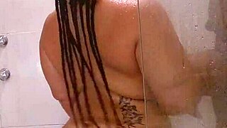Bbw babe, you giving it hard under the shower, full on Red!