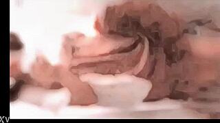 Amateur Japanese shemale masturbates while watching mirror reflection