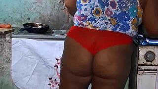 hey, why’s this naughty church girl flashing huge tits in the kitchen?