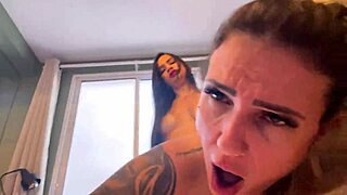 Feeling wild with that hot wet pussy grinding and choking in bedroom