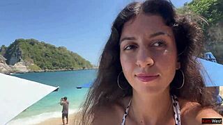 walkin with hot cum on my face at public beach... so many ppl around - cumwalk!